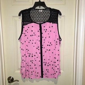 Elle Pink sleeveless top with Black Stars & Lace